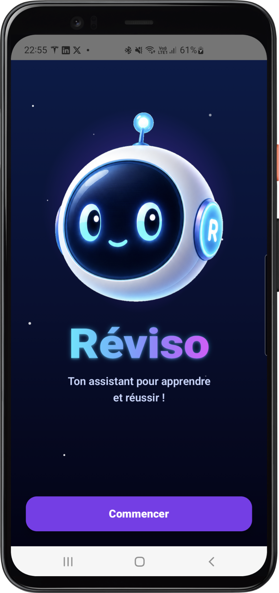 Écran de bienvenue de l'application Réviso